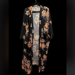 Vintage Floral style FREE Open Women's floral  Duster Length Robe Kimono